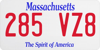 MA license plate 285VZ8