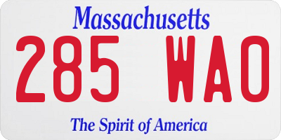 MA license plate 285WA0