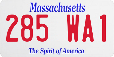 MA license plate 285WA1