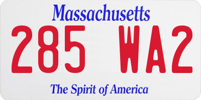 MA license plate 285WA2