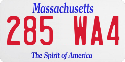 MA license plate 285WA4