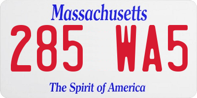 MA license plate 285WA5
