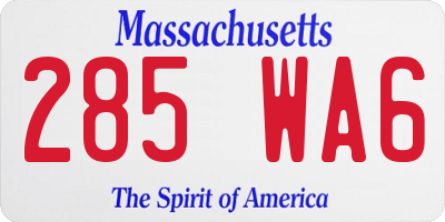 MA license plate 285WA6