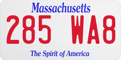 MA license plate 285WA8