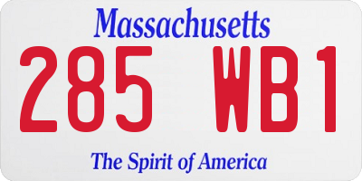 MA license plate 285WB1
