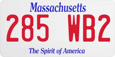 MA license plate 285WB2