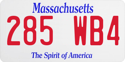 MA license plate 285WB4