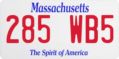MA license plate 285WB5