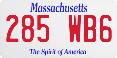 MA license plate 285WB6