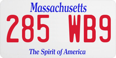 MA license plate 285WB9