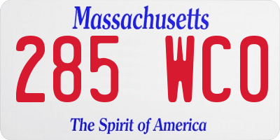 MA license plate 285WC0