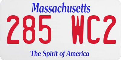 MA license plate 285WC2