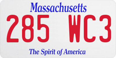 MA license plate 285WC3