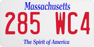 MA license plate 285WC4