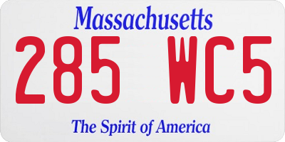 MA license plate 285WC5