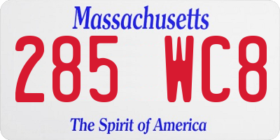 MA license plate 285WC8