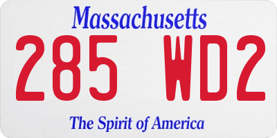 MA license plate 285WD2