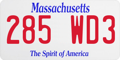 MA license plate 285WD3
