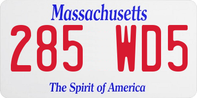 MA license plate 285WD5