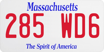 MA license plate 285WD6