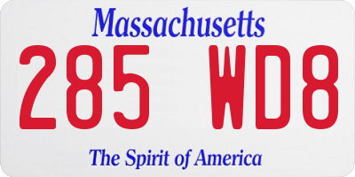 MA license plate 285WD8