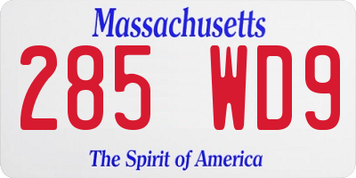 MA license plate 285WD9