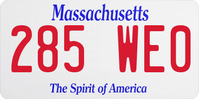 MA license plate 285WE0