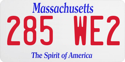 MA license plate 285WE2