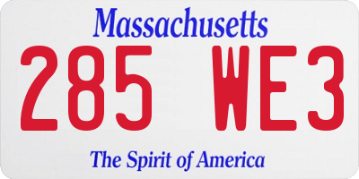 MA license plate 285WE3