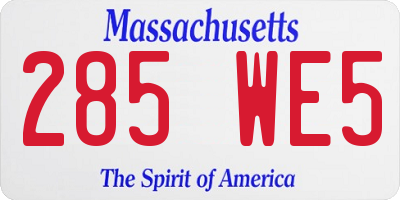 MA license plate 285WE5