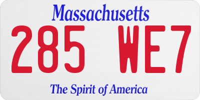 MA license plate 285WE7