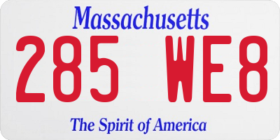 MA license plate 285WE8