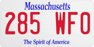 MA license plate 285WF0
