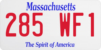 MA license plate 285WF1