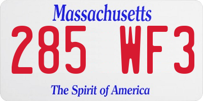 MA license plate 285WF3