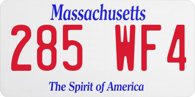 MA license plate 285WF4