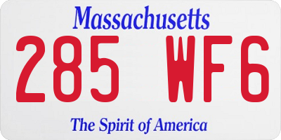 MA license plate 285WF6