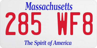 MA license plate 285WF8