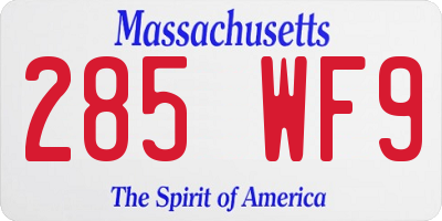 MA license plate 285WF9