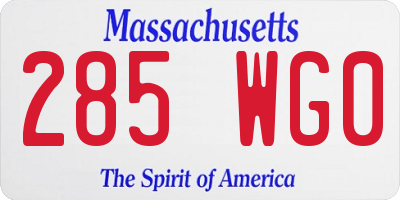 MA license plate 285WG0