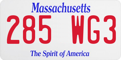 MA license plate 285WG3