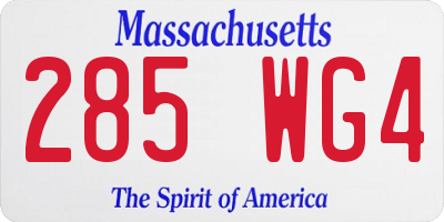 MA license plate 285WG4