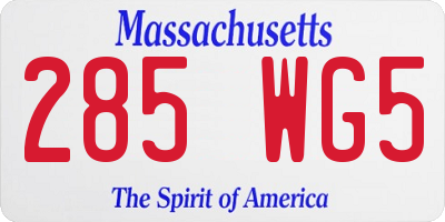 MA license plate 285WG5