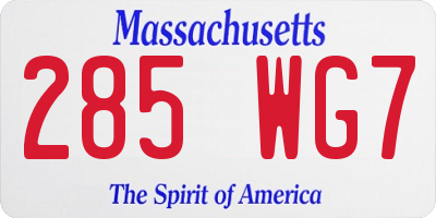 MA license plate 285WG7