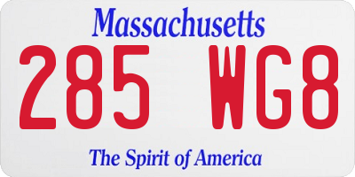 MA license plate 285WG8