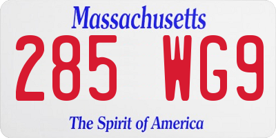 MA license plate 285WG9