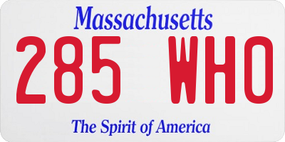 MA license plate 285WH0