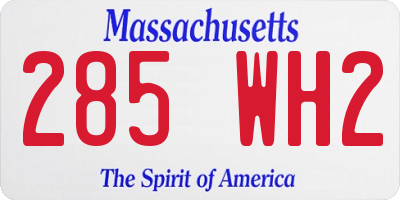 MA license plate 285WH2