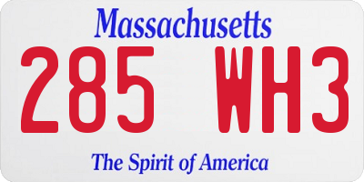 MA license plate 285WH3