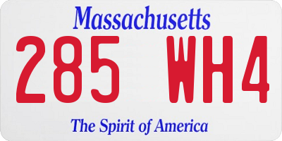 MA license plate 285WH4